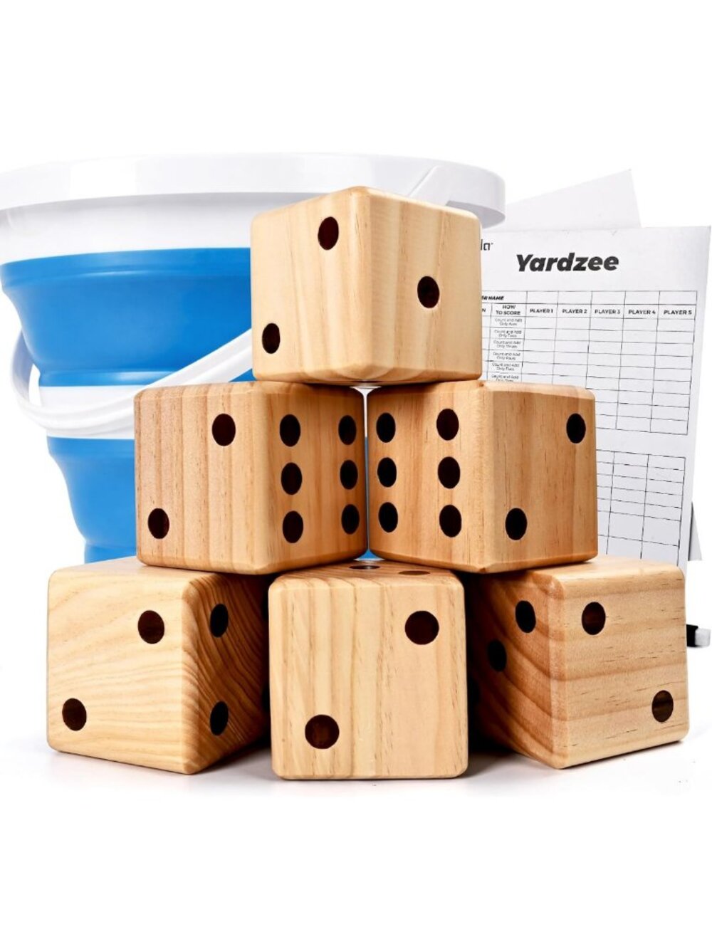 Giant 3.5" Wooden Yard Dice Set for Outdoor Games, BBQs, Parties & Lawn Fun